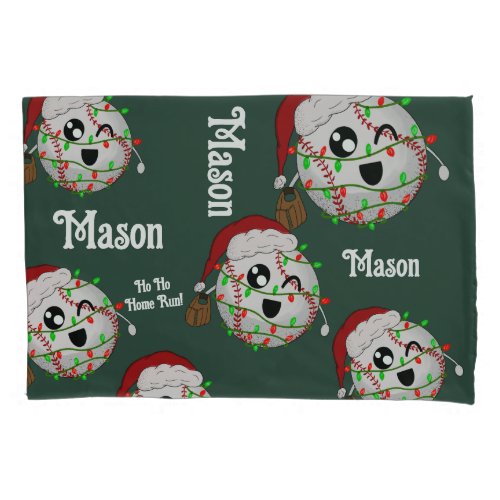 Personalized With Name Christmas Lights Baseball Pillow Case