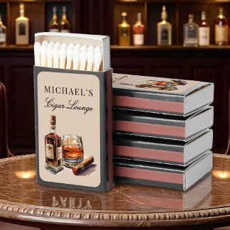Personalized with Name Cigar Lounge Matchboxes