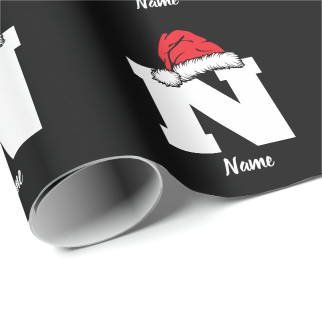 Personalized With Name Custom Monogram Christmas  Wrapping Paper (Roll Corner)