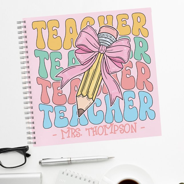 Personalized With Name Cute Pink Teacher Custom Notebook (Creator Uploaded)