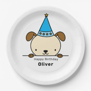 Personalized with Name dog birthday Paper Plates