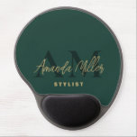 Personalized With Name Green Gold Modern Monogram Gel Mouse Pad<br><div class="desc">Introducing the Personalized With Name Green Gold Modern Monogram Gel Mouse Pad – a stylish and functional accessory that brings a touch of elegance to any workspace. This custom mouse pad with wrist rest is not only a thoughtful gift for a boss or coworker but also a perfect addition to...</div>