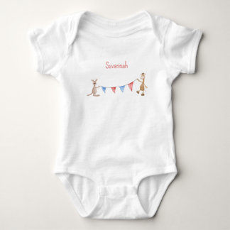 Personalized with Name Kangaroo and Giraffe Baby Bodysuit