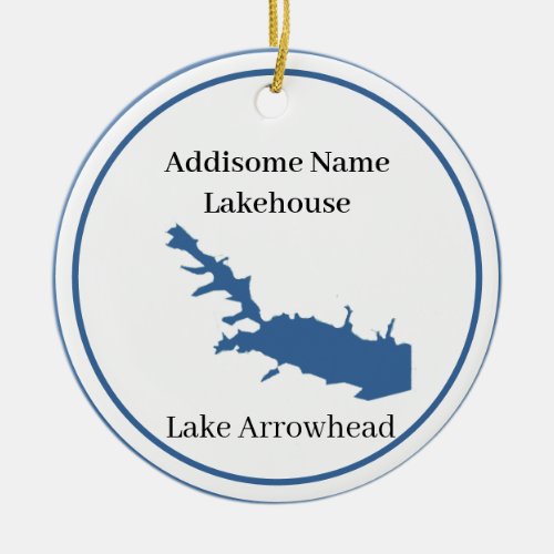 Personalized with name Lake Arrowhead Map   Ceramic Ornament