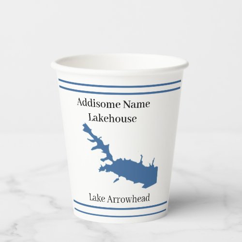 Personalized with name Lake Arrowhead Map  Paper Cups