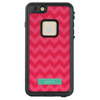 Personalized with Name Preppy Pink Chevron LifeProof FRĒ iPhone 6/6s Plus Case