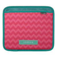 Personalized with Name Preppy Pink Chevron Sleeve For iPads