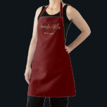 Personalized With Name Red Gold Modern Monogram Apron<br><div class="desc">Introducing our Professional Dark Red Gold Modern Custom Minimal Apron – the perfect blend of elegance and functionality, making it an ideal gift for any occasion, especially for the wonderful women in your life. This personalized apron is adorned with an elegant script typography and a modern minimalist script monogram, creating...</div>