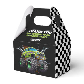 Personalized With Name Retro Monster Truck Favor Boxes