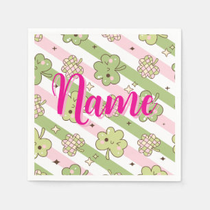 Personalized with name shamrock pattern napkins