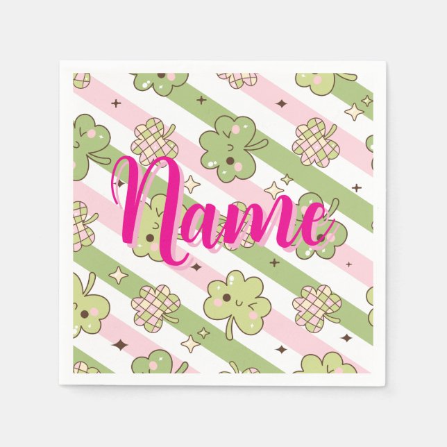 Personalized with name shamrock pattern napkins (Front)