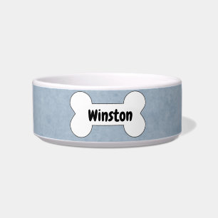 Personalized with Name Simple Blue Dog Bowl