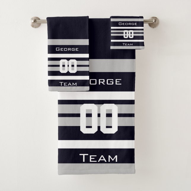 Personalized with name,#, team, sports fan Team  Bath Towel Set (Insitu)
