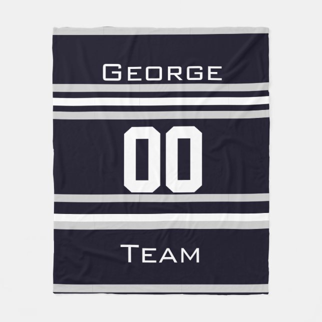 Personalized with name,#, team, sports fan Team Fleece Blanket (Front)