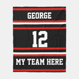 Personalized with name,#, team, sports fan Team Fleece Blanket