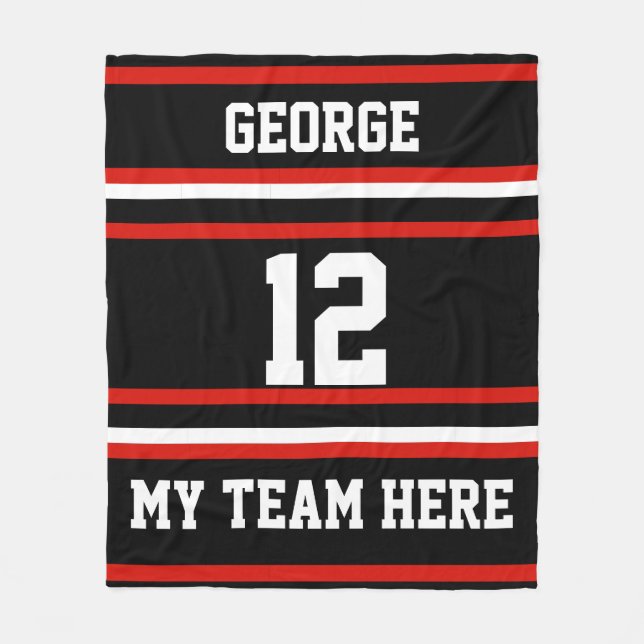 Personalized with name,#, team, sports fan Team Fleece Blanket (Front)
