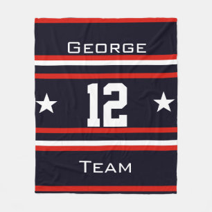 Personalized with name,#, team, sports fan Team Fleece Blanket