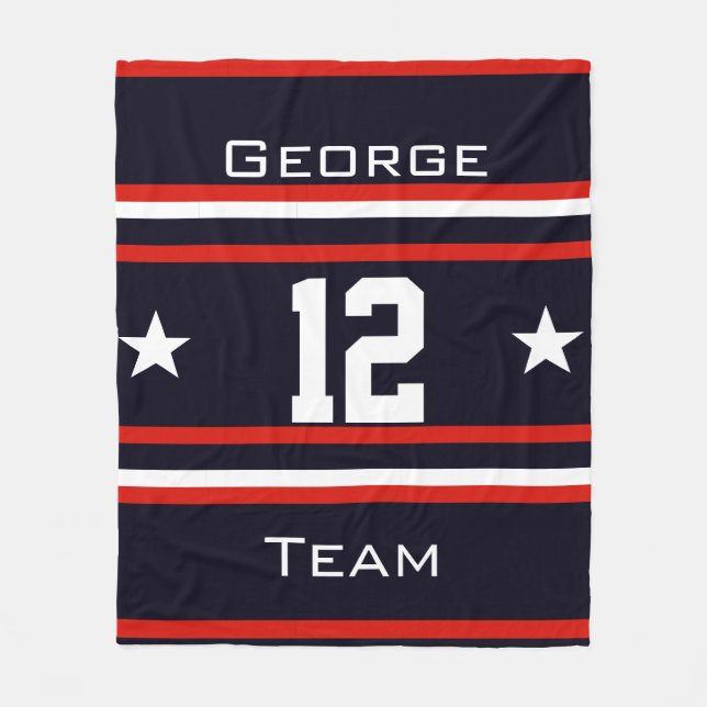 Personalized with name,#, team, sports fan Team Fleece Blanket (Front)