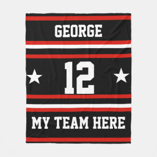 Personalized with name,#, team, sports fan Team Fleece Blanket