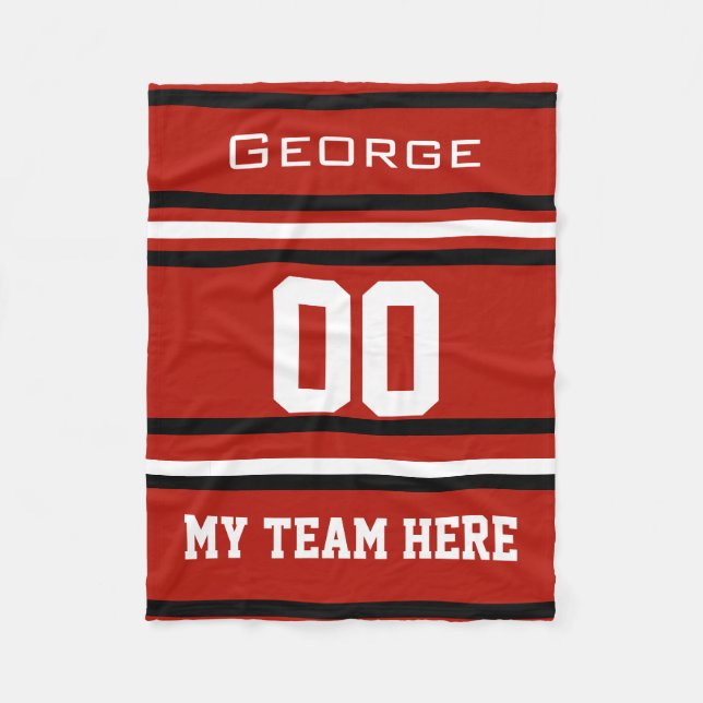 Personalized with name,#, team, sports fan Team Fleece Blanket (Front)