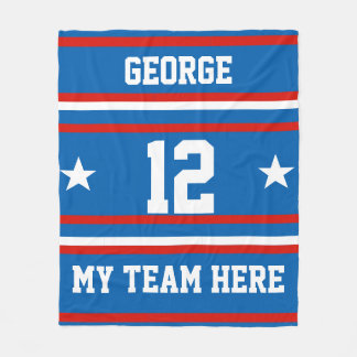 Personalized with name,#, team, sports fan Team Fleece Blanket