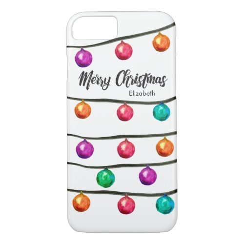 Personalized with Name Watercolor Christmas balls iPhone 87 Case