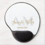 Personalized With Name White Gold Modern Monogram Gel Mouse Pad
