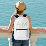 Personalized With Name White Gold Modern Monogram Printed Backpack<br><div class="desc">Introducing the Personalized With Name White Gold Modern Monogram Printed Backpack, a chic and versatile accessory perfect for various occasions. Whether you're looking for bridesmaid bags for the wedding day, bridal party gift bags, or custom backpacks for a bachelorette party, this backpack has you covered. Designed for adults, this monogrammed...</div>