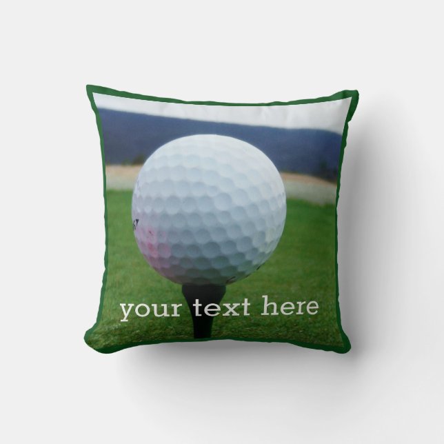 Personalized with Name white golf ball Throw Pillow (Front)
