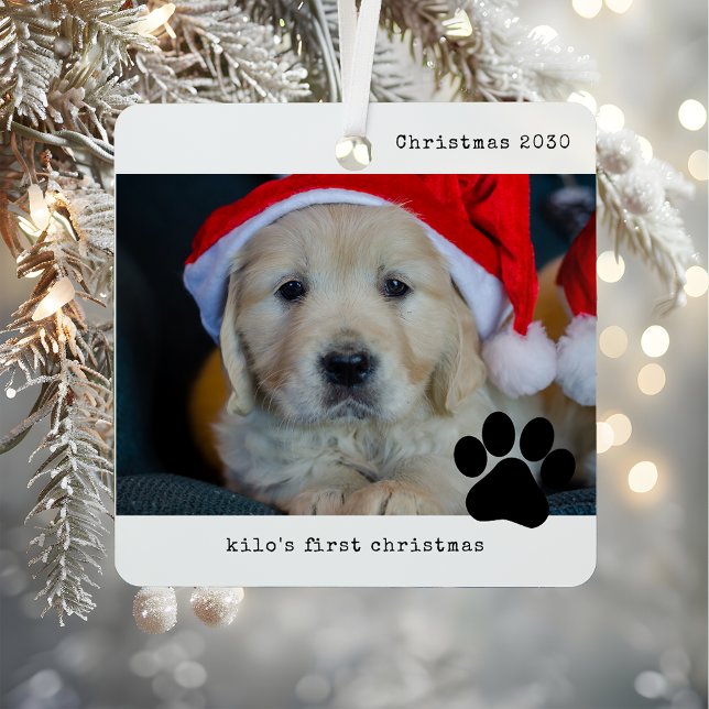Personalized With Photo Dog's First Christmas Metal Ornament (Creator Uploaded)