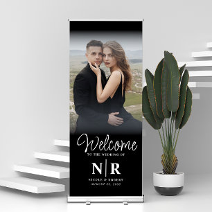 Personalized With Photo Wedding Monogram Welcome Retractable Banner