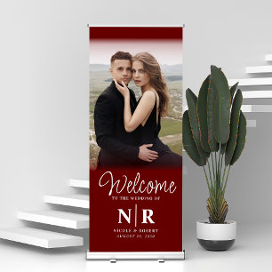 Personalized With Photo Wedding Monogram Welcome Retractable Banner