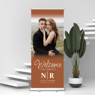 Personalized With Photo Wedding Monogram Welcome Retractable Banner