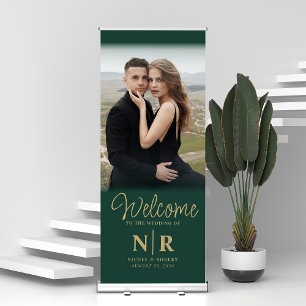 Personalized With Photo Wedding Monogram Welcome Retractable Banner