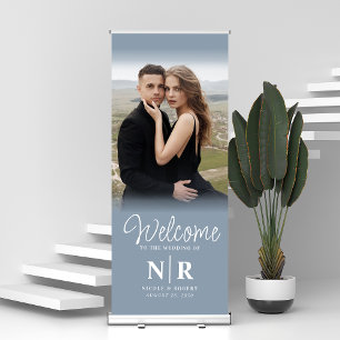 Personalized With Photo Wedding Monogram Welcome Retractable Banner