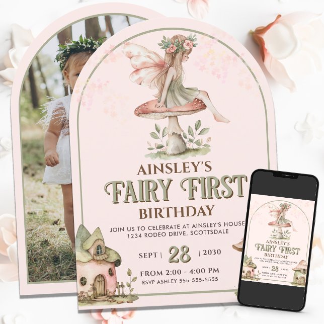 Personalized With Picture Fairy First 1st Birthday Invitation (Creator Uploaded)