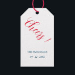 Personalized with Red Cheer Gift Tags<br><div class="desc">Personalized with Red Cheer Gift Tags These florist-centered colors and script wedding welcome gift tags are perfect for your simple classic modern boho wedding. This design features delicate and elegant romantic handwritten-like calligraphy with shabby chic typography. This look pairs well with any wedding script and all fou seasons: spring, summer,...</div>