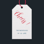 Personalized with Red Cheer Gift Tags<br><div class="desc">Personalized with Red Cheer Gift Tags These florist-centered colors and script wedding welcome gift tags are perfect for your simple classic modern boho wedding. This design features delicate and elegant romantic handwritten-like calligraphy with shabby chic typography. This look pairs well with any wedding script and all fou seasons: spring, summer,...</div>