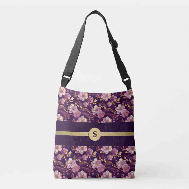 Personalized with Stunning Gold and Purple Crossbody Bag (Front)