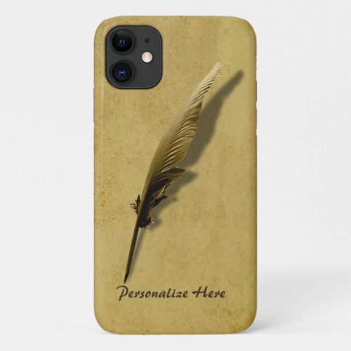 Personalized with Vintage Quill Pen iPhone 11 Case