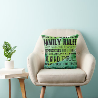 Personalized with your Family Name Family Rules Throw Pillow
