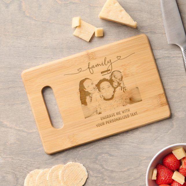 Personalized With Your Own Custom Text and Photo Engraved Cutting Board (Cheese)