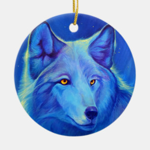 Personalized Wolf Ornaments Blue Wolves