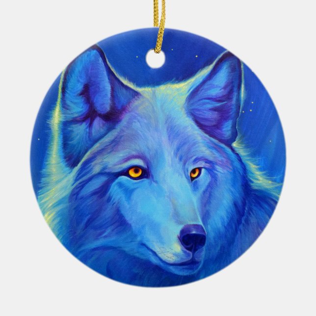 Personalized Wolf Ornaments | Blue Wolves (Front)