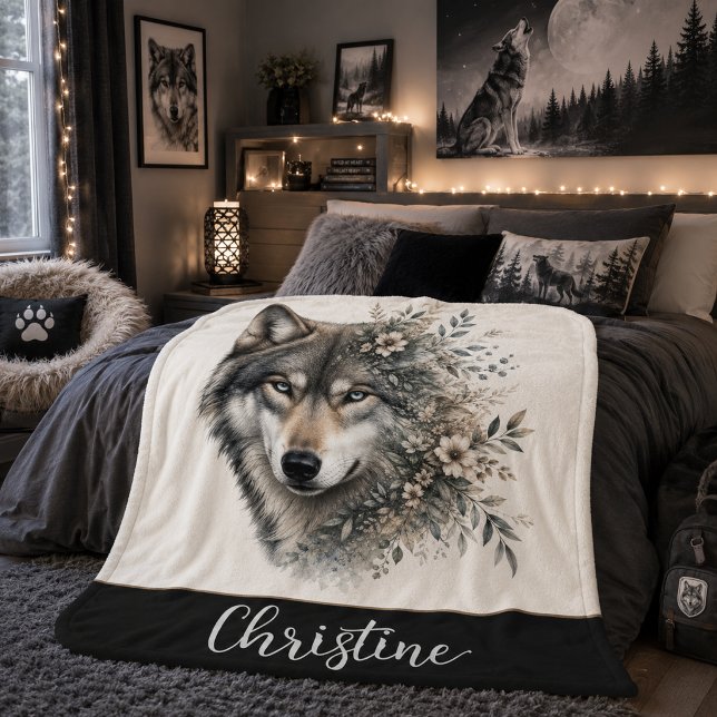 Personalized Wolf Sherpa Blanket (Creator Uploaded)