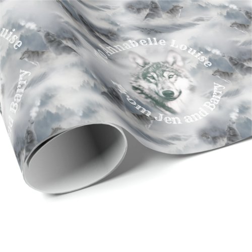 Personalized Wolves in the Wilderness Husky Dog Wrapping Paper