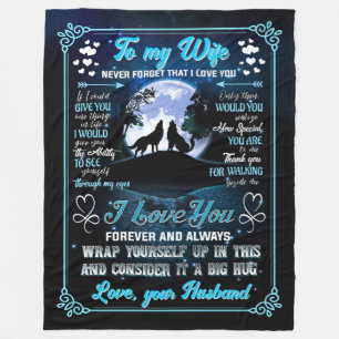 Personalized Wolves To My Wife Fleece Blanket
