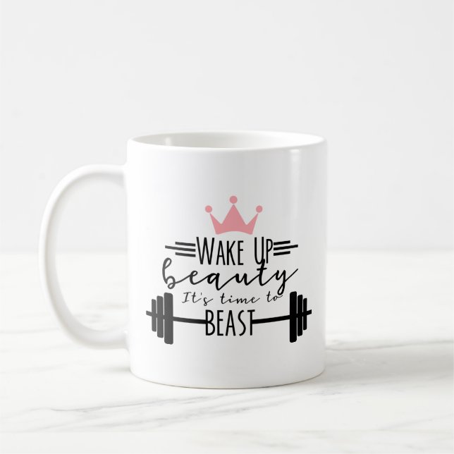 Personalized Woman's Weight Lifting Gym Fitness  Coffee Mug (Left)