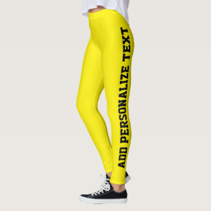 Personalized Women Activewear Black Bright Yellow Leggings