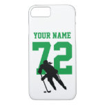 Personalized Women Hockey Player Name Number Green Iphone 8/7 Case at Zazzle